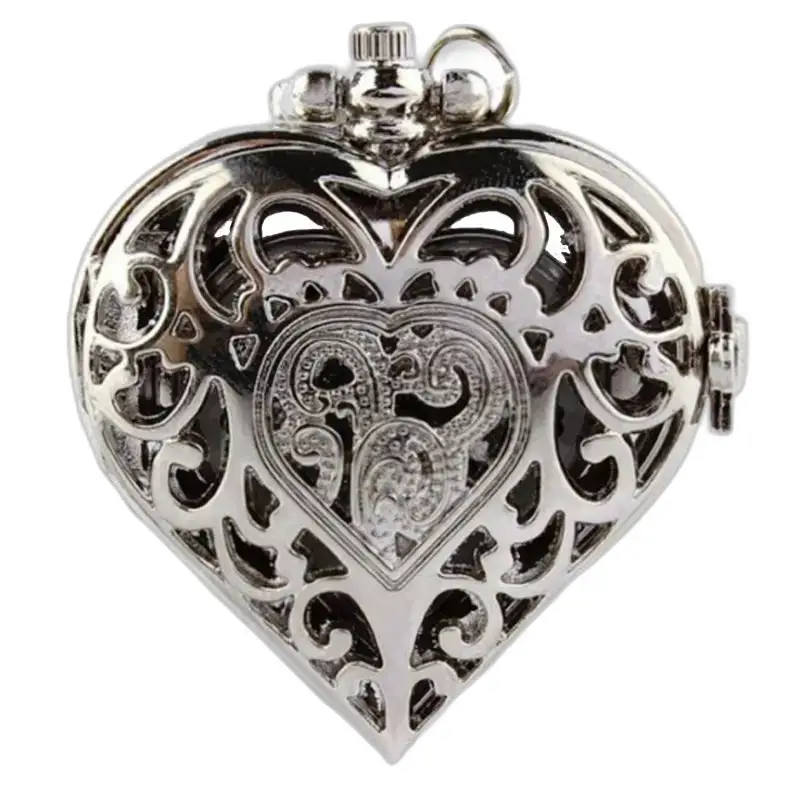 Medaglione in Argento a Forma di Cuore per Collana Orologio Cuore Vintage Argento Bronzo