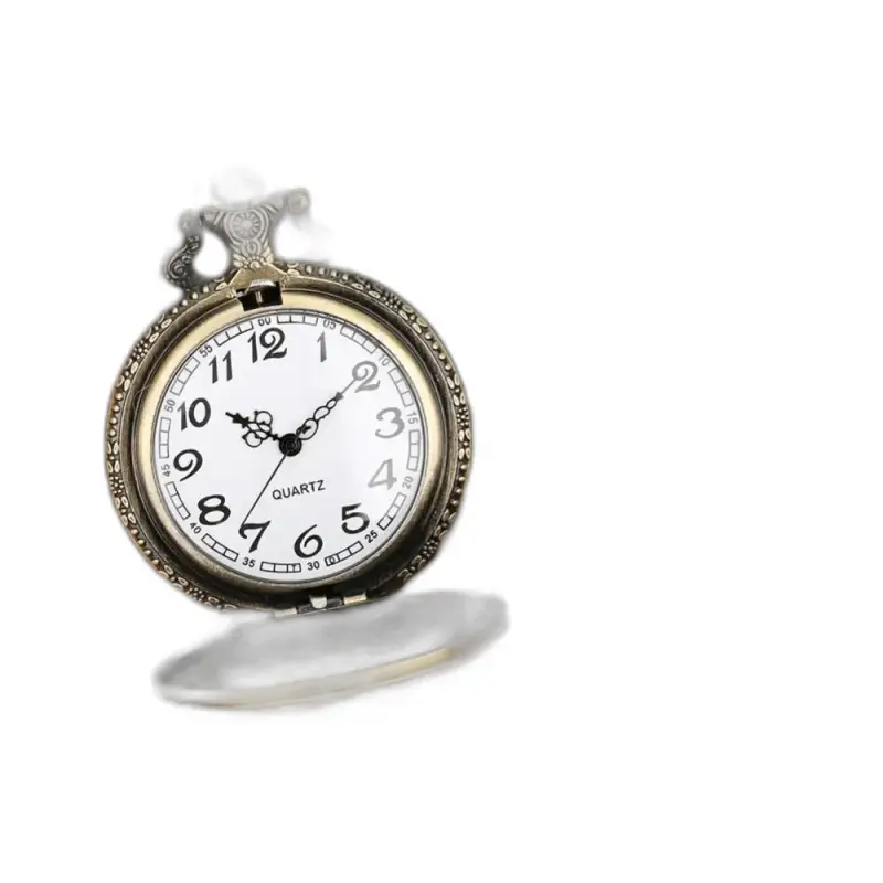 Orologio con collana e bussola al quarzo bronzo Half Hunter con elegante stile vintage