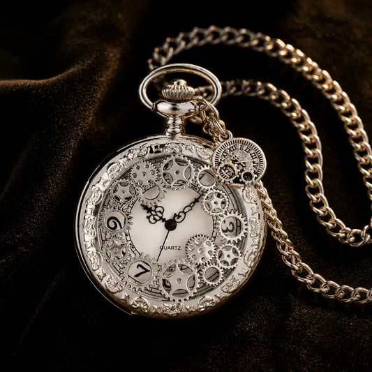 Orologio da tasca con collana al quarzo da donna Steampunk - Univers Gousset