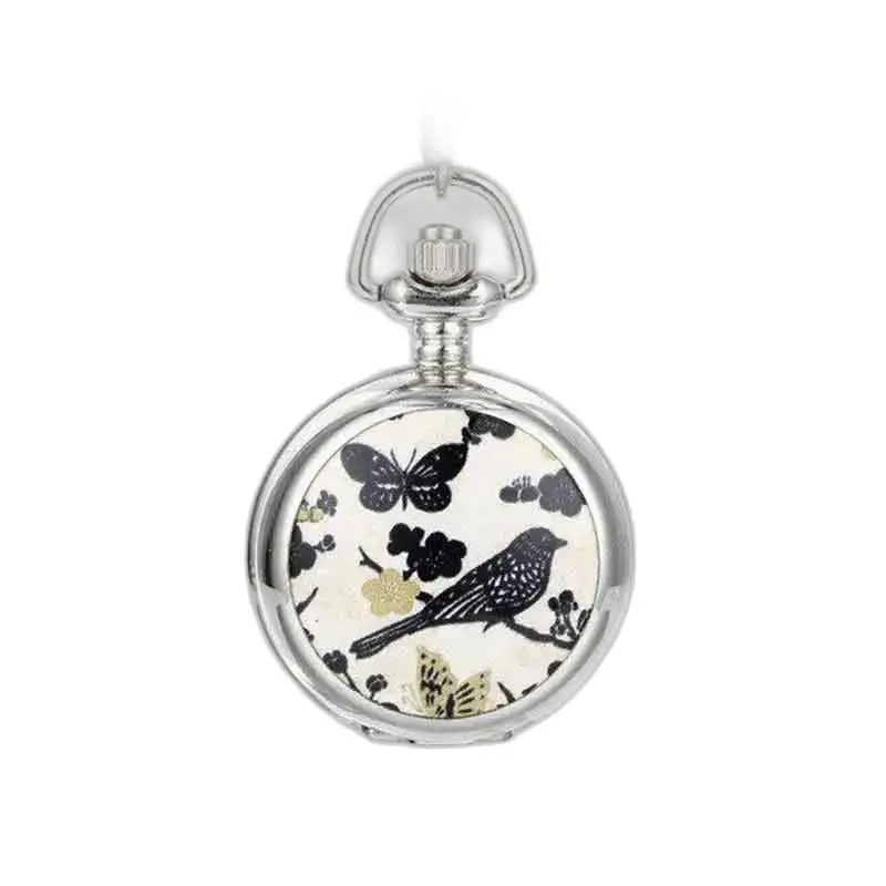 Elegante orologio da collana con design di uccelli e farfalle, movimento al quarzo