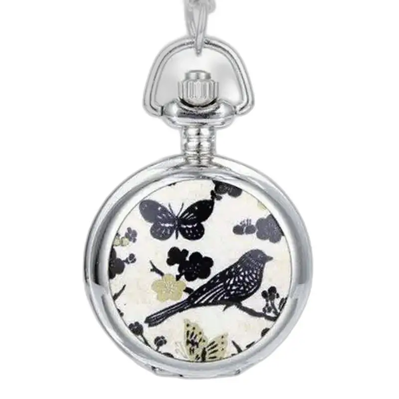 Elegante orologio da collana con design di uccelli e farfalle, movimento al quarzo