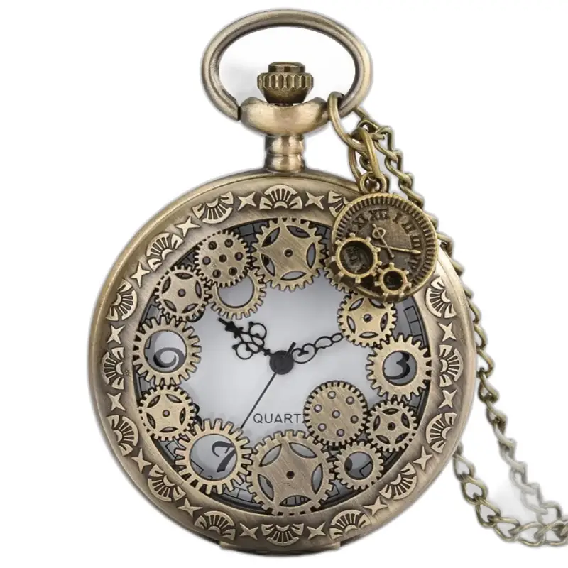 Orologio Collana Steampunk da Donna con ruota spogliata al quarzo e ingranaggi a vista