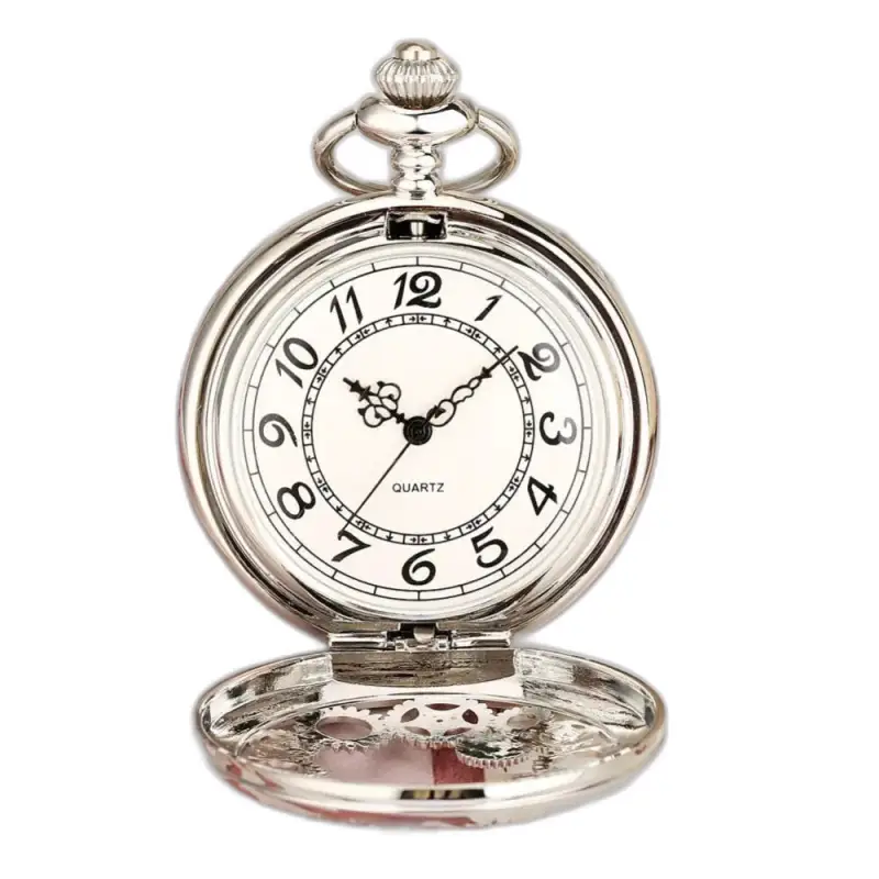 Orologio da collana da donna Orologio da collana elegante in argento con ruota spogliata al quarzo Steampunk