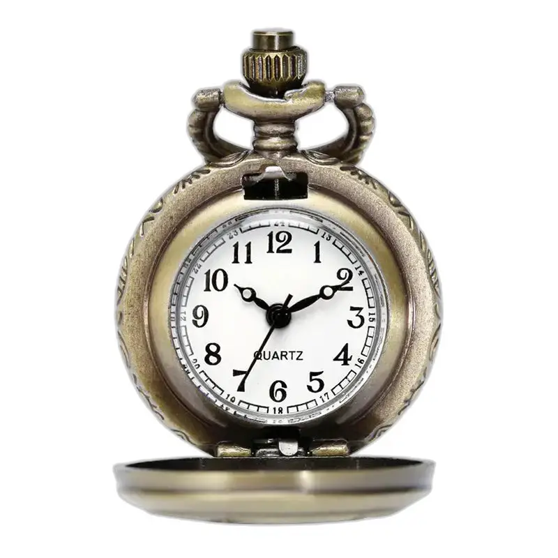 Orologio vintage con collana di fiori in marmo e orologio da tasca in bronzo antico