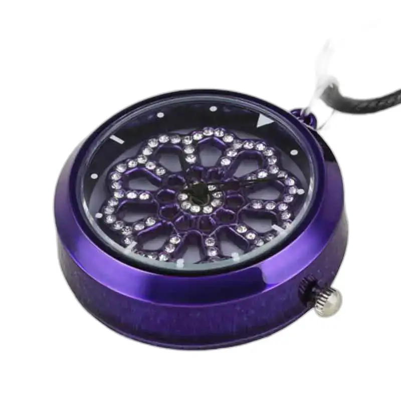 Elegante orologio da donna con collana a fiori con design a pendente viola