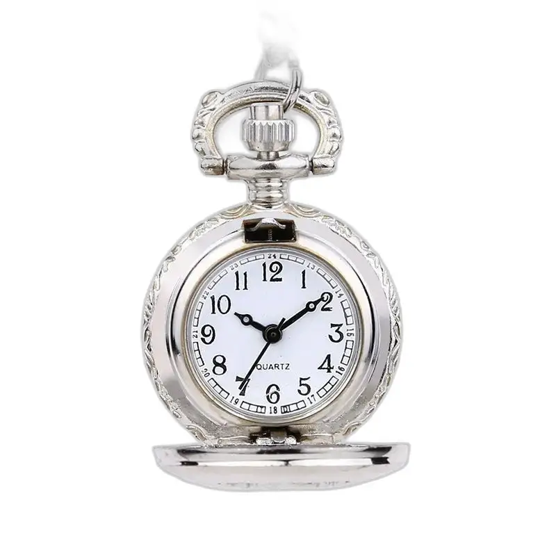 Elegante orologio da collana con fiocco di neve in argento per uomo e donna con un elegante orologio da tasca in argento