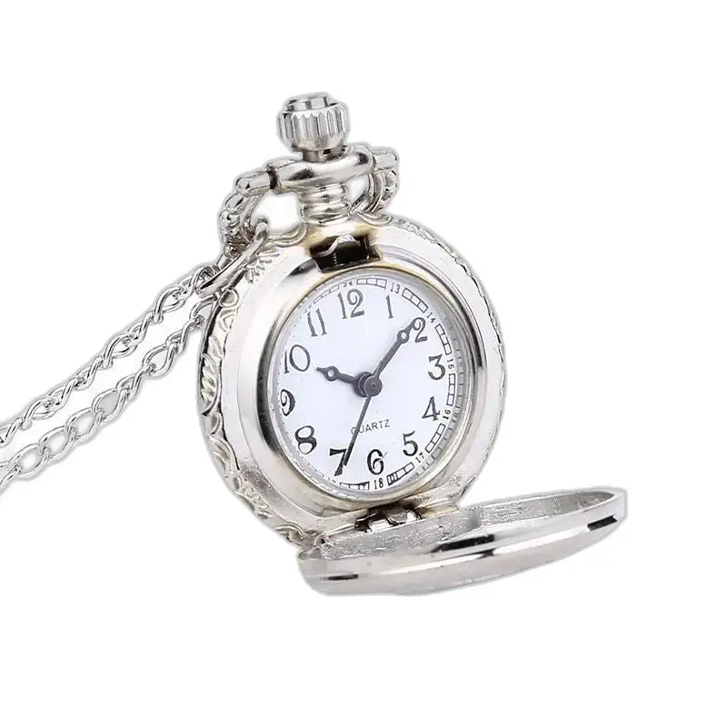Elegante orologio con collana in argento con fiocco di neve per uomo e donna con un'elegante collana in argento con fiocco di neve