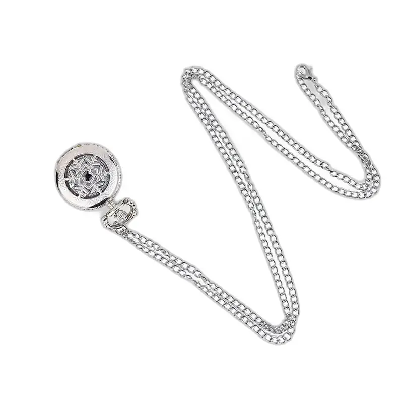 Elegante orologio con collana in argento con fiocco di neve per uomo e donna con elegante ciondolo per orologio