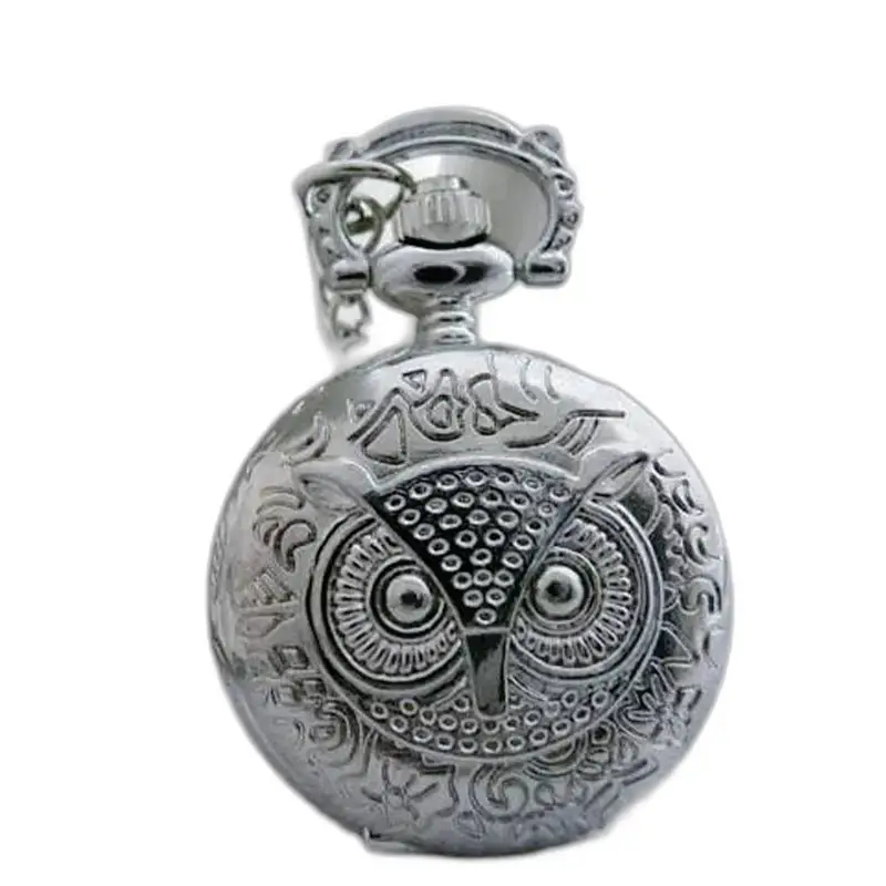 Orologio collana da ragazza con pendolo in argento a forma di gufo vintage chic