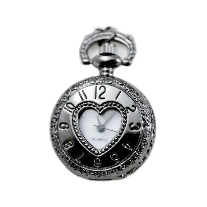 Orologio da collana vintage chic con fascino da ragazza con orologio a forma di cuore