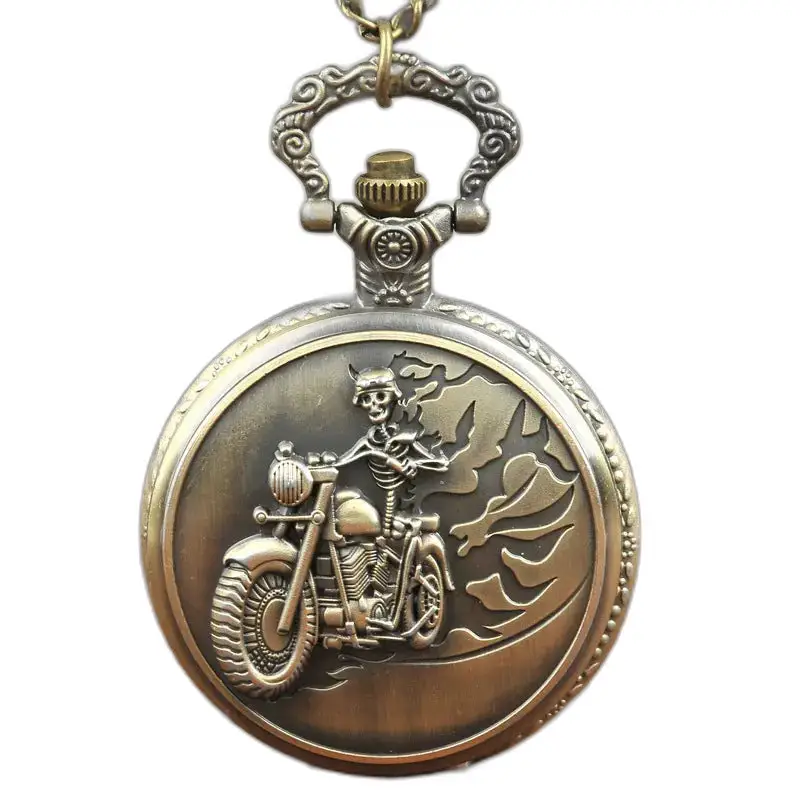 Orologio da collana Harley Davidson in bronzo dal design da motociclista con display analogico