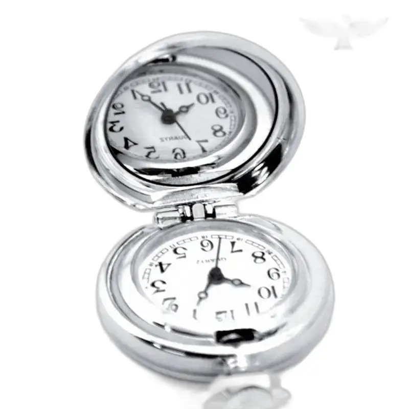 Orologio con collana Harmonie con orologio da tasca in argento a doppia faccia