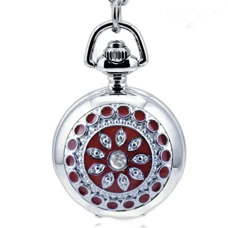 Orologio con collana Harmony Colori eleganti con accenti rossi e cristalli