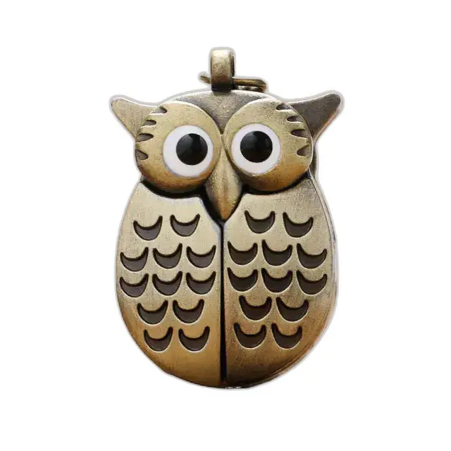 Ciondolo gufo vintage in bronzo per orologio con collana a gufo, elegante e unico