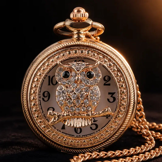 Orologio da tasca con collana al quarzo gufo da donna - Univers Gousset