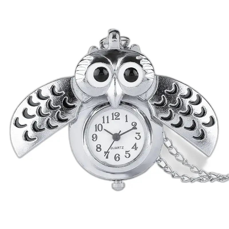 Orologio da donna vintage con collana a forma di gufo in argento bronzato con elegante orologio da tasca a forma di gufo