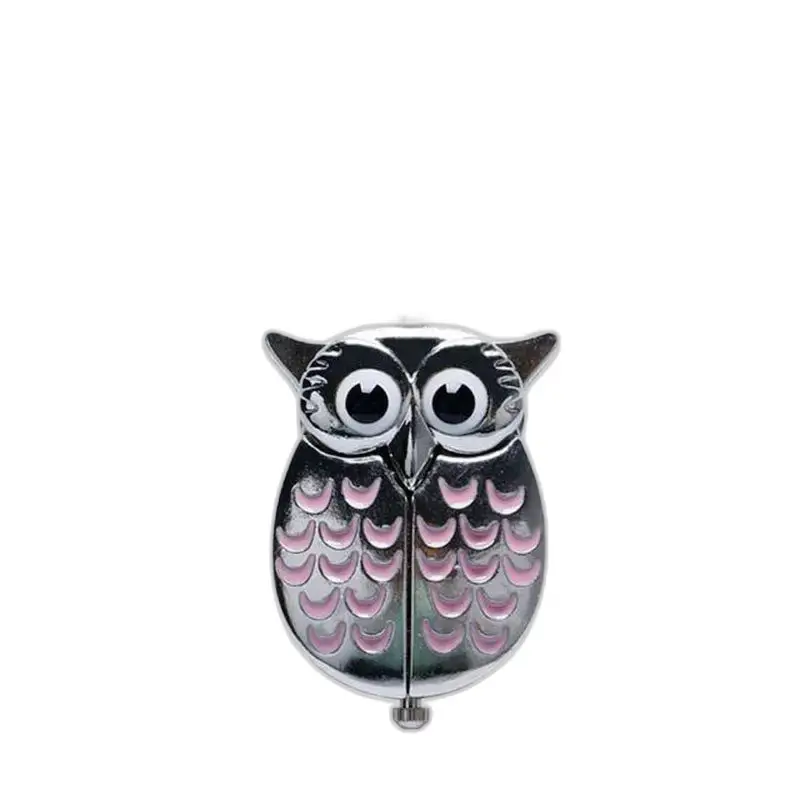Specchio argentato compatto a forma di gufo per orologio da donna con collana vintage con gufo