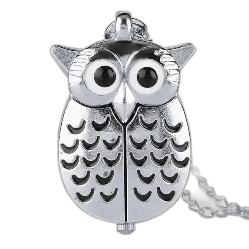Orologio vintage da donna con collana a forma di gufo bronzato in argento con pendente a forma di gufo in argento