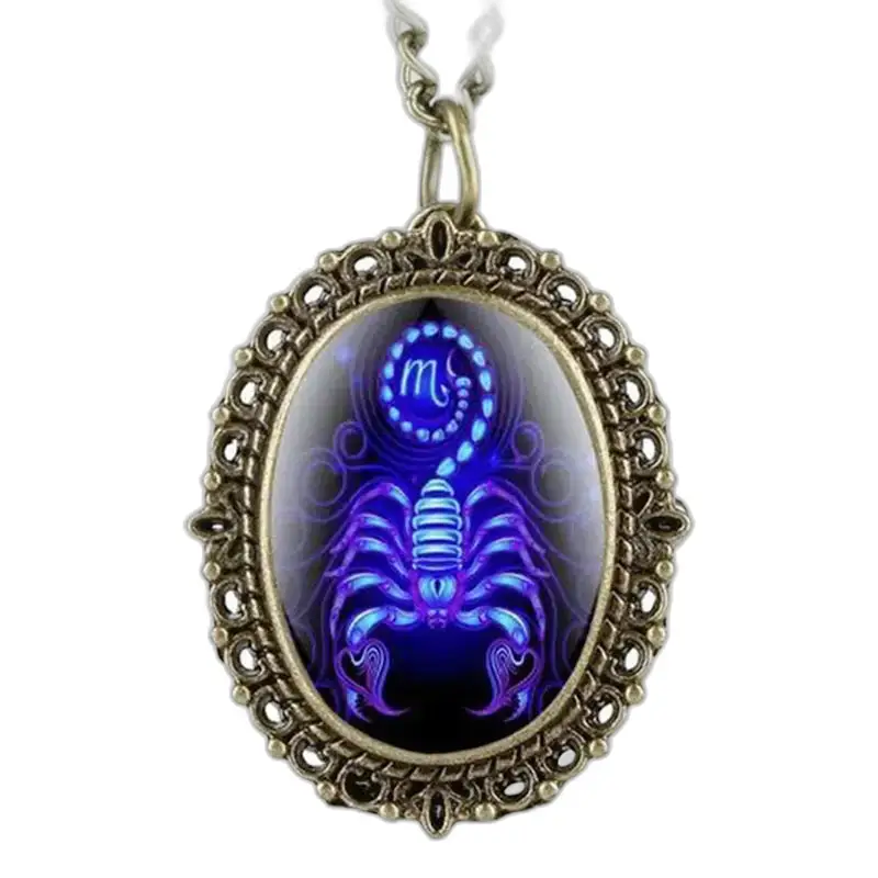 Collier horoscope en bronze avec pendentif du signe du Scorpion, Montre Collier