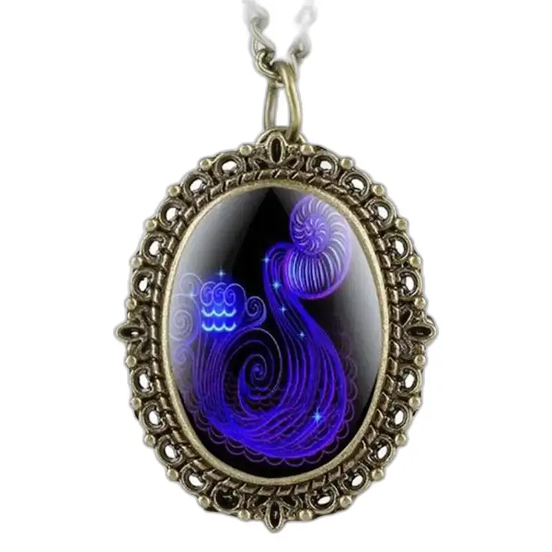 Pendentif du signe zodiacal Verseau dans une Montre Collier Horoscope en bronze