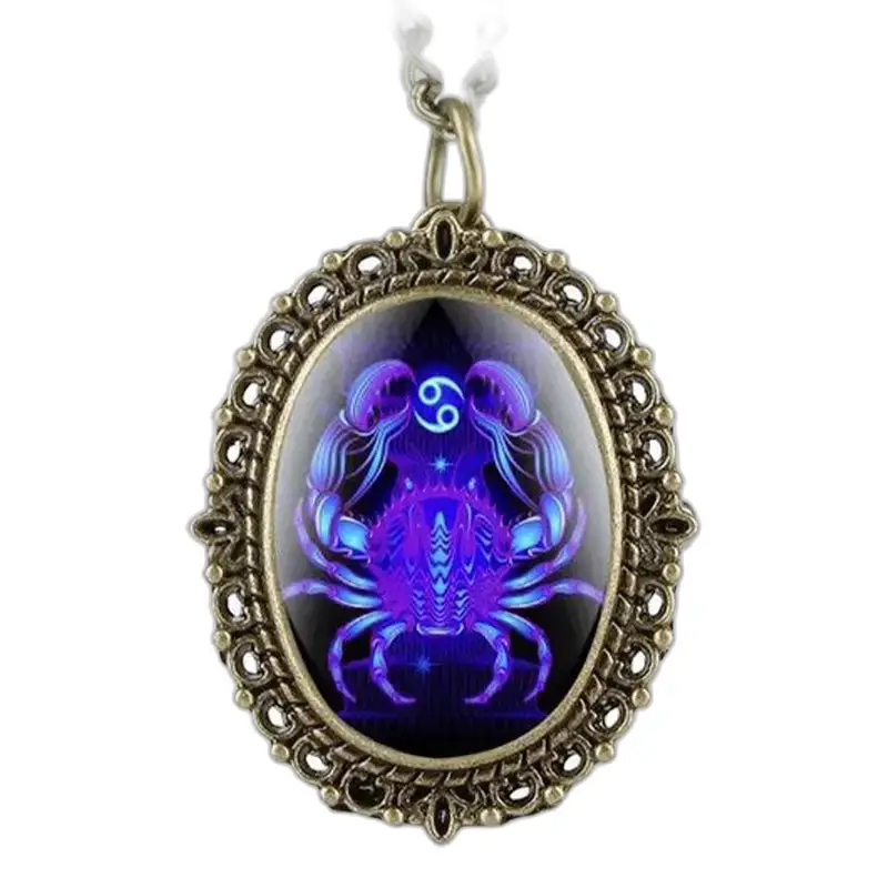 Ciondolo Cancro in Bronzo, Elegante Collana Oroscopo Orologio 12 Segni Zodiacali