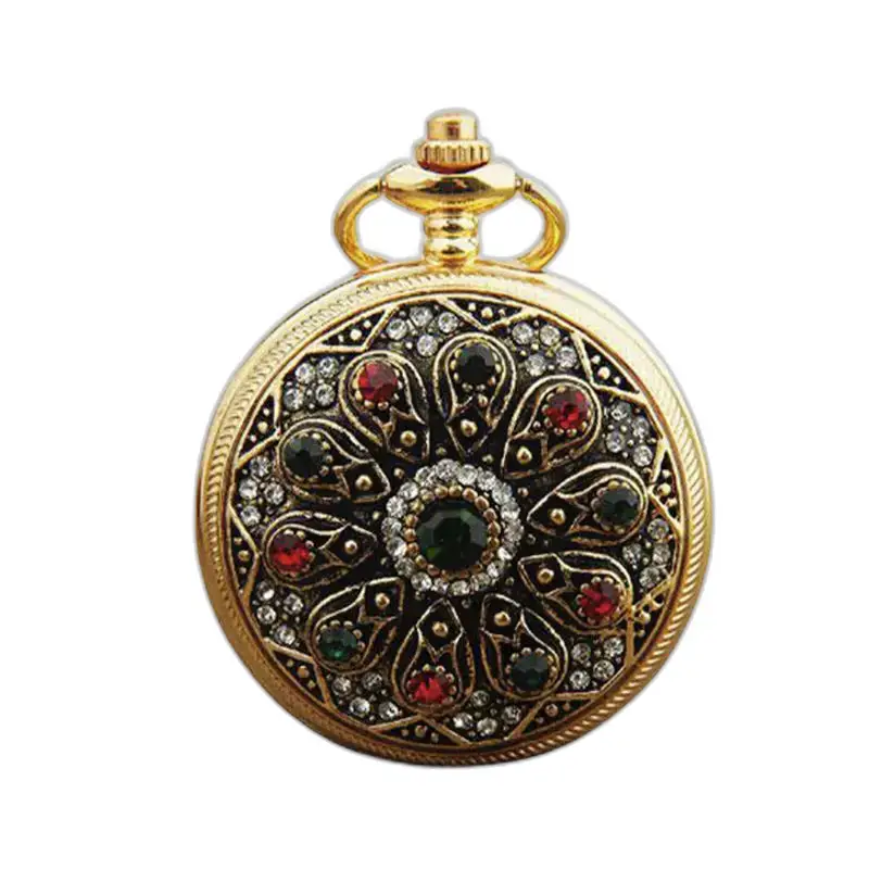 Orologio da donna con collana in oro Jeweled Chic con orologio con collana di gioielli colorati