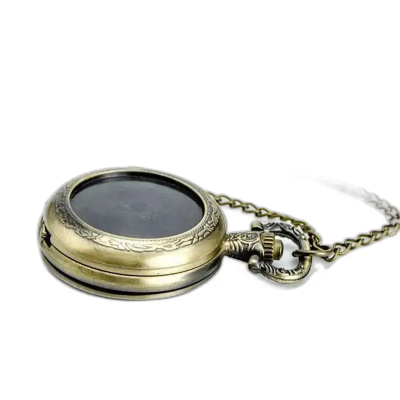 Orologio con collana in bronzo e oro con unicorno, orologio con collana con catena in bronzo decorata