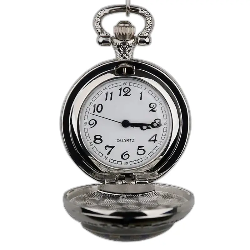 Orologio con collana a forma di lupo in acciaio inossidabile color argento con un elegante quadrante argentato