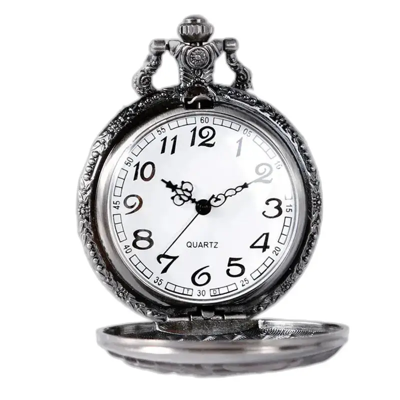 Orologio con collana di lupi di Games Of Thrones in oro e argento con orologio da tasca in argento decorato