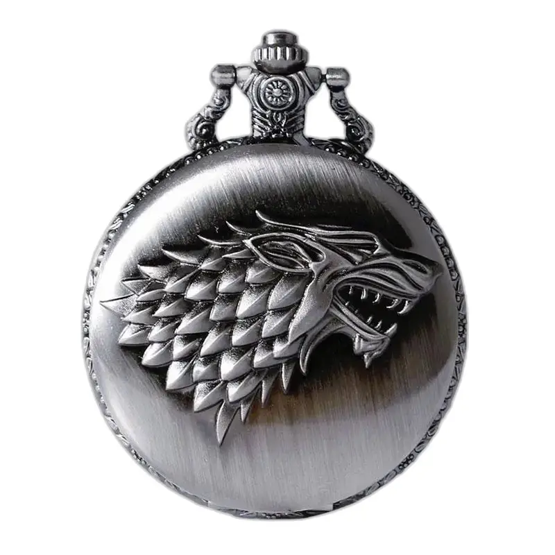 Orologio con collana Games Of Thrones Wolf in argento con elegante smalto lupo
