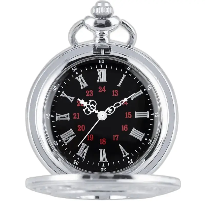 Orologio con collana in argento con numeri romani, elegante stile pendente meccanico