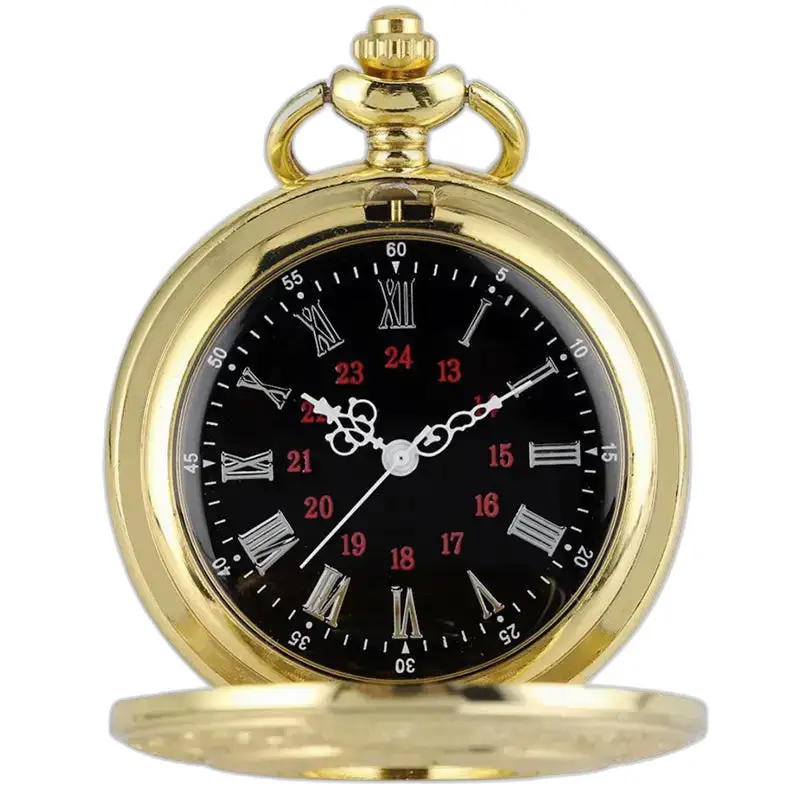 Orologio meccanico da collana in oro con numeri romani in elegante stile pendente