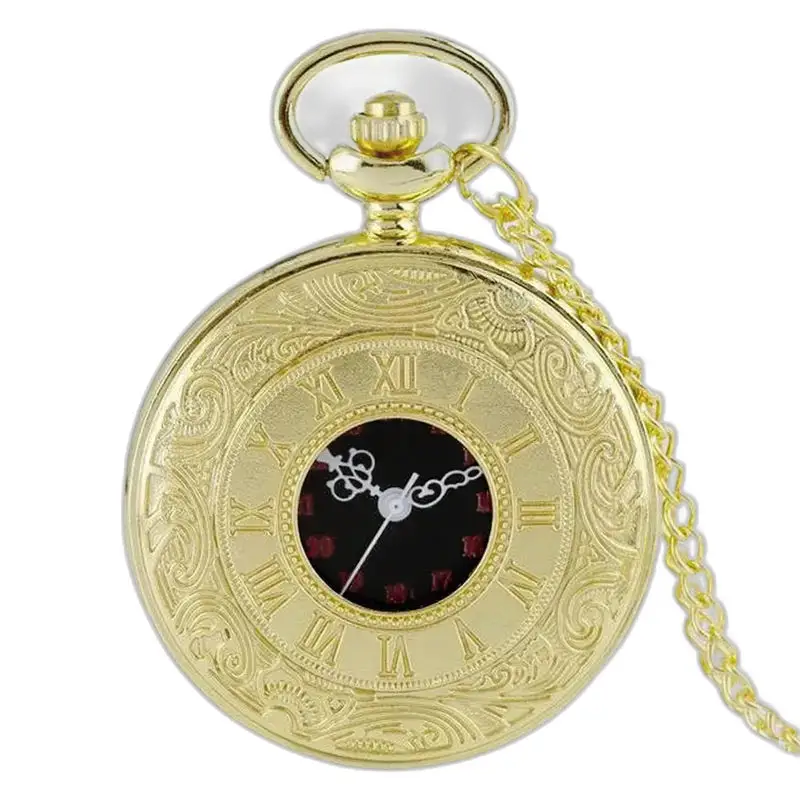 Orologio con collana stile pendente meccanico in oro argento nero con catena in oro