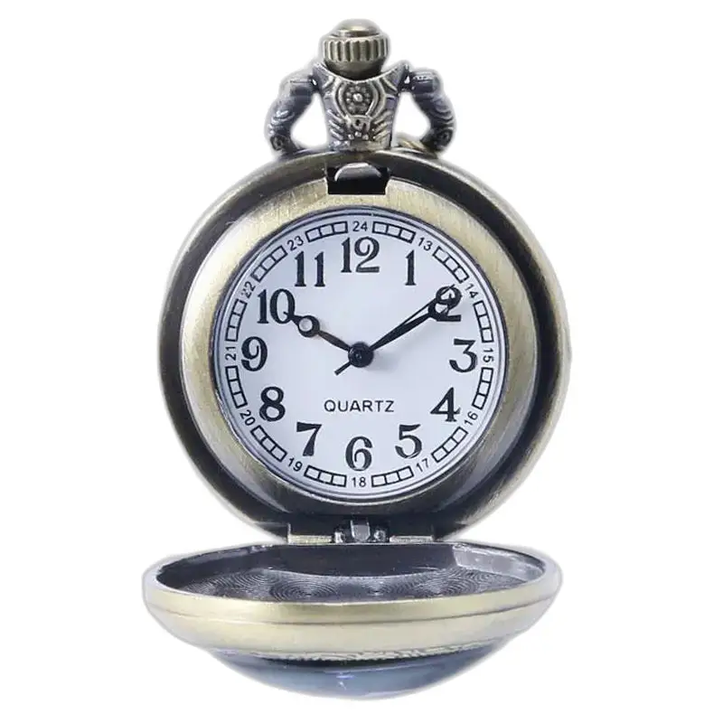 Orologio con collana in lupo metallico con tassello in bronzo con patta protettiva aperta e decorata