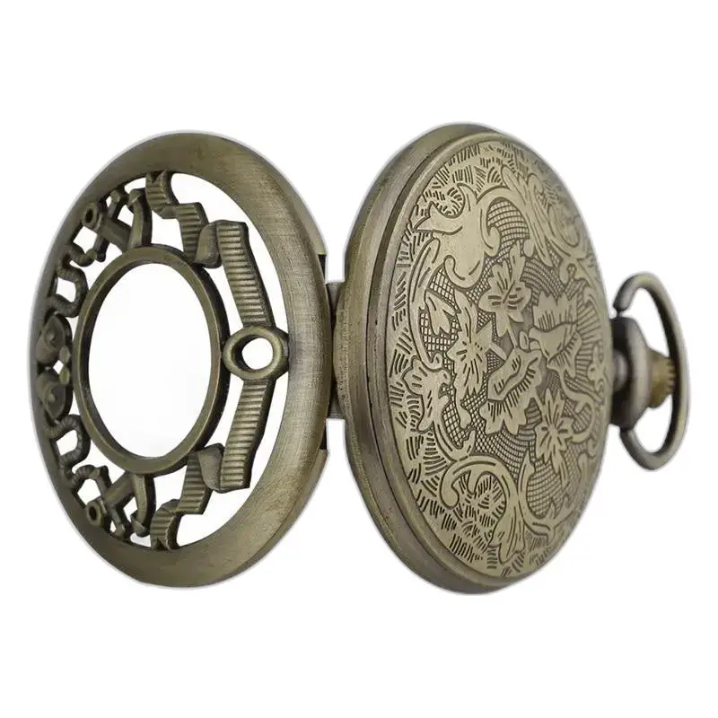 Orologio con collana My Little Flower in bronzo con orologio antico aperto