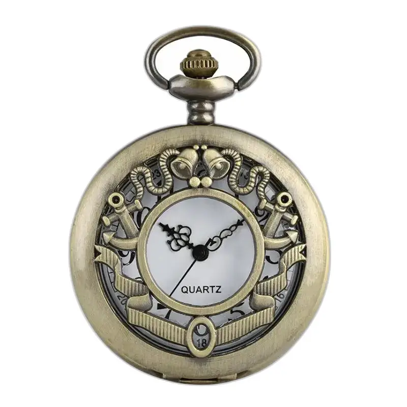 Orologio con collana My Little Flower in bronzo con un design da orologio da tasca antico
