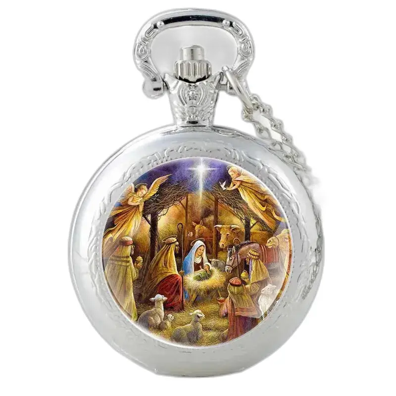 Orologio vintage da donna con collana Nascita di Gesù con scena della Natività
