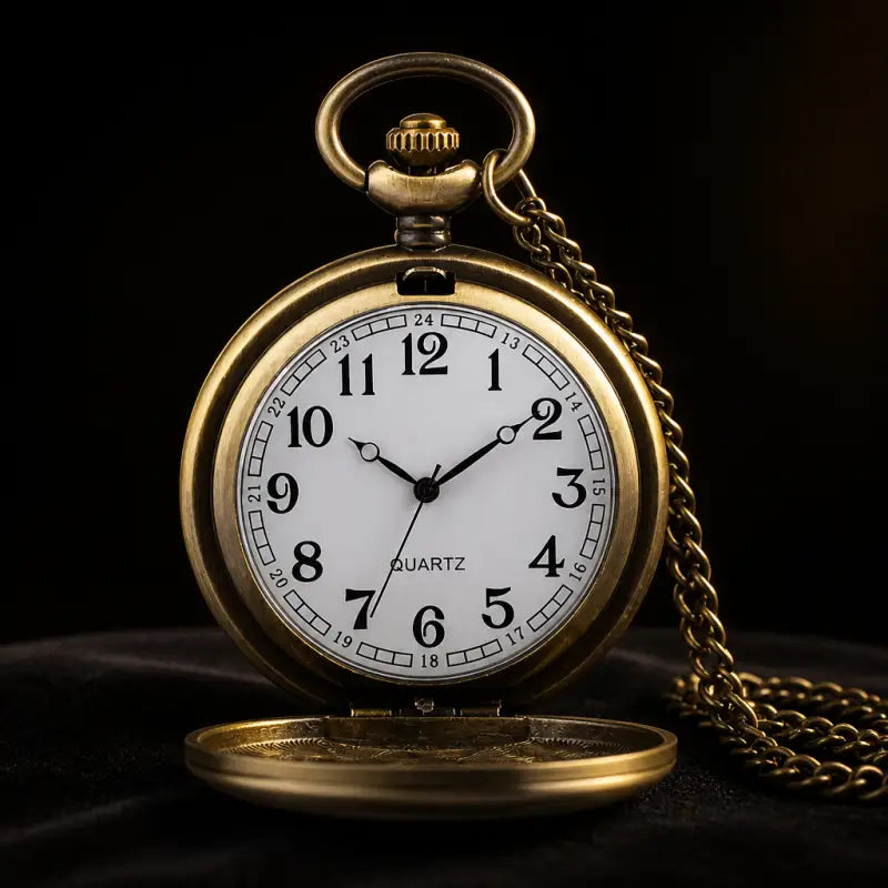 Orologio da tasca vintage con collana di uccelli e piume - Univers Gousset