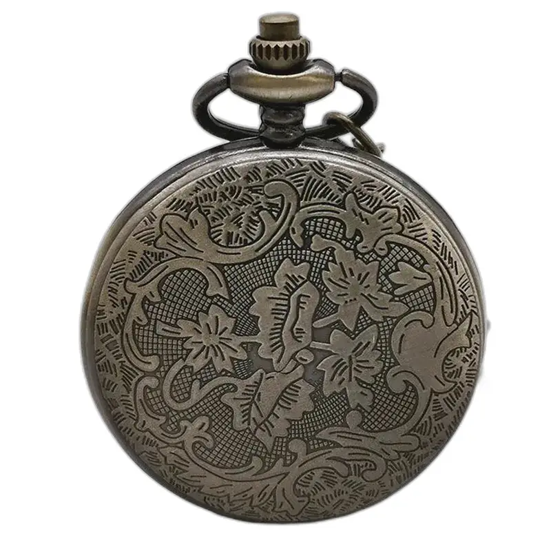 Orologio vintage con collana in bronzo Olaf, magnifico orologio da tasca antico decorato