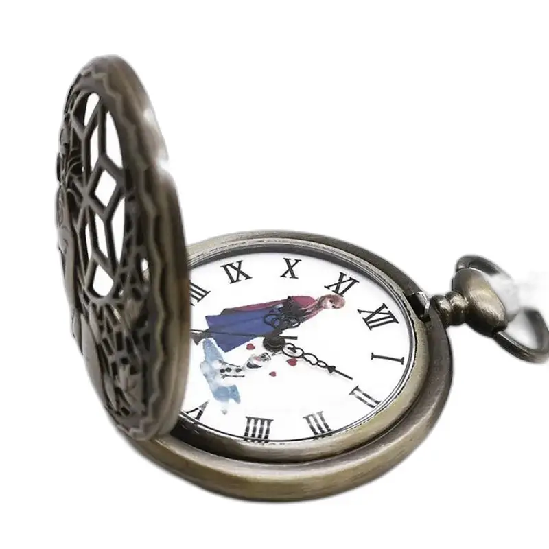 Orologio vintage con collana in bronzo Olaf con personaggio Frozen