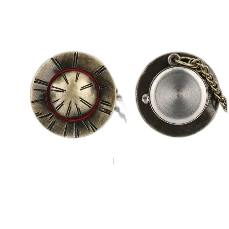 Orologio originale con collana a forma di cappello in bronzo con orologio da tasca antico e catena