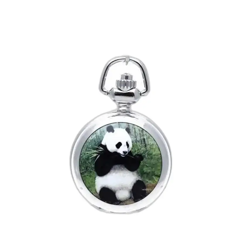 Orologio da collana con panda in stile vintage Argento con design a tema panda sull'orologio da collana
