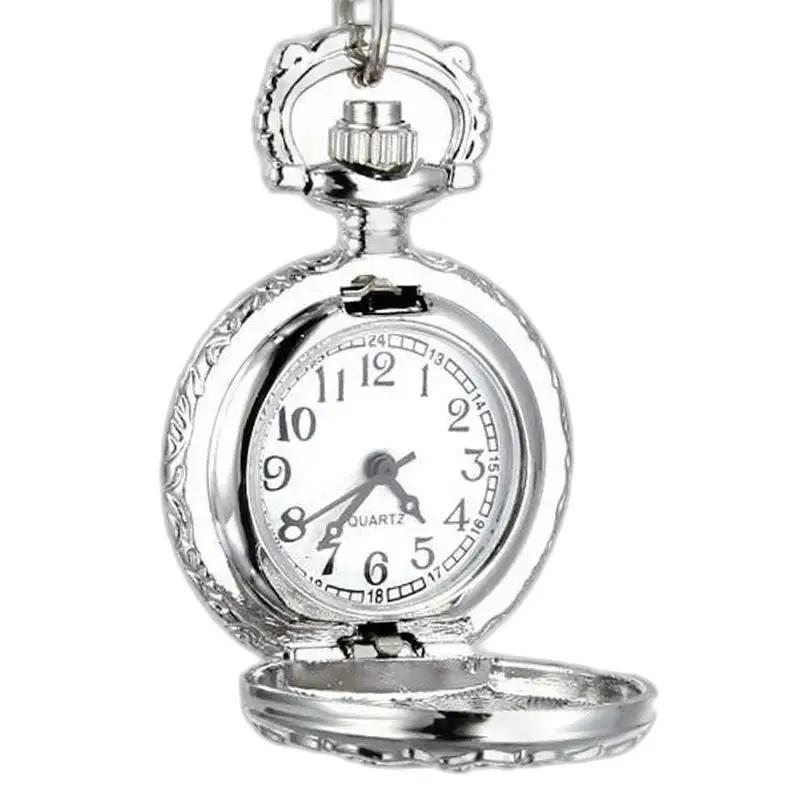 Orologio vintage con collana a farfalla in argento e orologio da taschino in argento a faccia aperta