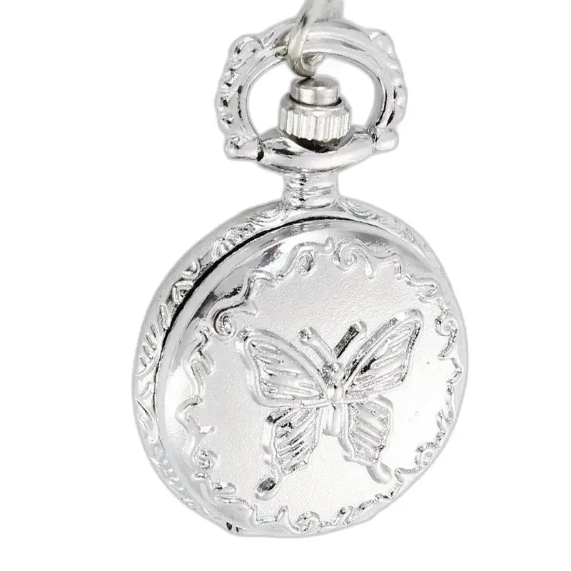 Orologio vintage con collana a farfalla in argento con un bellissimo quadrante argentato
