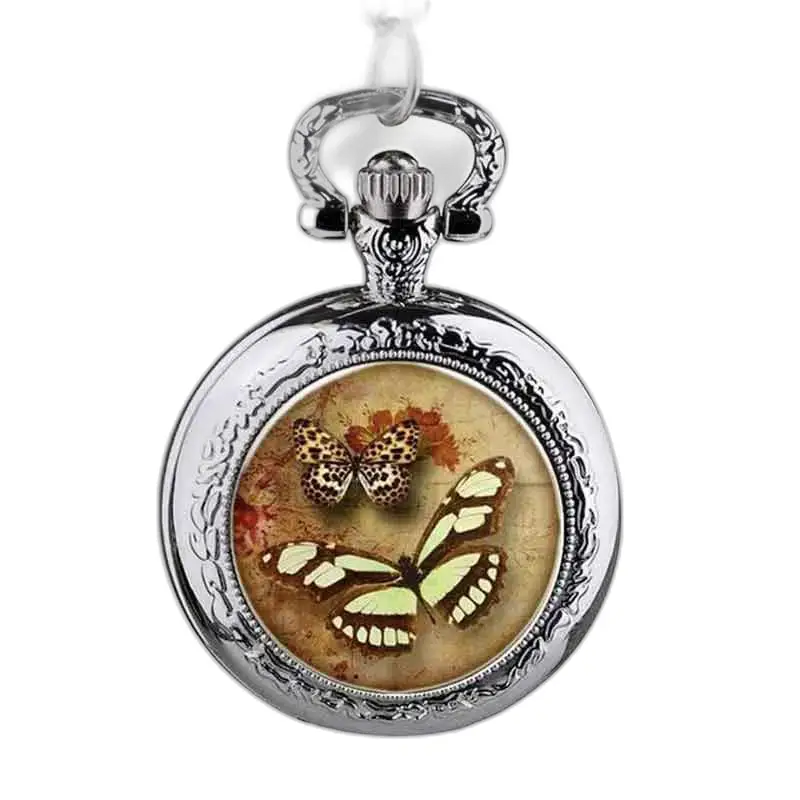 Elegante orologio con collana a farfalla in acciaio inossidabile con design a farfalla sul quadrante