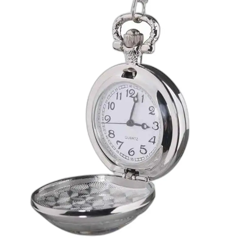 Elegante orologio con collana a farfalla in acciaio inossidabile con orologio da tasca aperto in argento