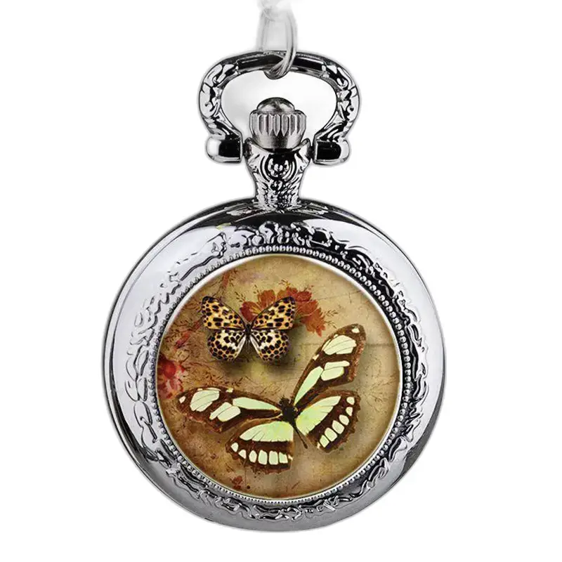 Elegante orologio con collana a farfalla in acciaio inossidabile con design a farfalla