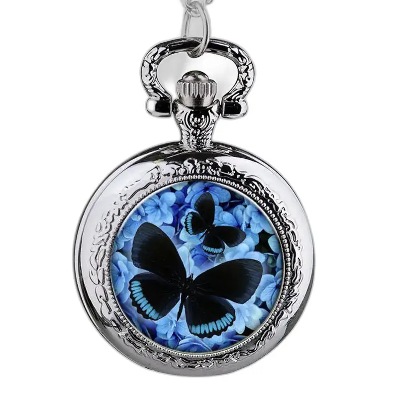 Elegante orologio con collana Papillons in acciaio inossidabile con design a farfalla