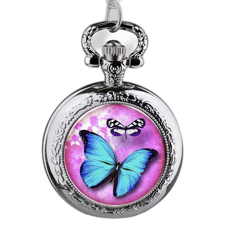 Elegante orologio con collana a farfalla in acciaio inossidabile con design a farfalla