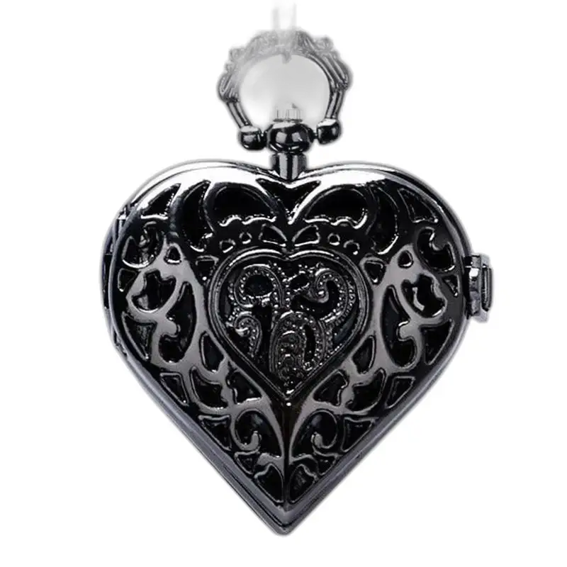 Ciondolo a cuore in argento nero della collana con ciondolo per orologio per un look elegante